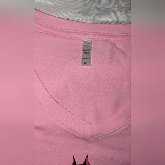 Christina Dienst LAZY LOS ANGELES V Neck T-SHIRT Size Medium Pink NIP - Picture 4 of 5